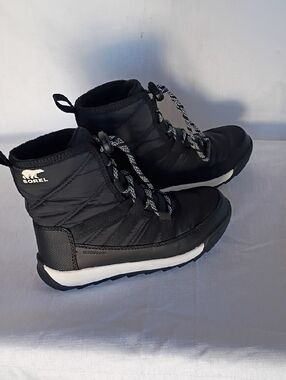 Sorel Black and White Lace-Up Waterproof Boots Size 2